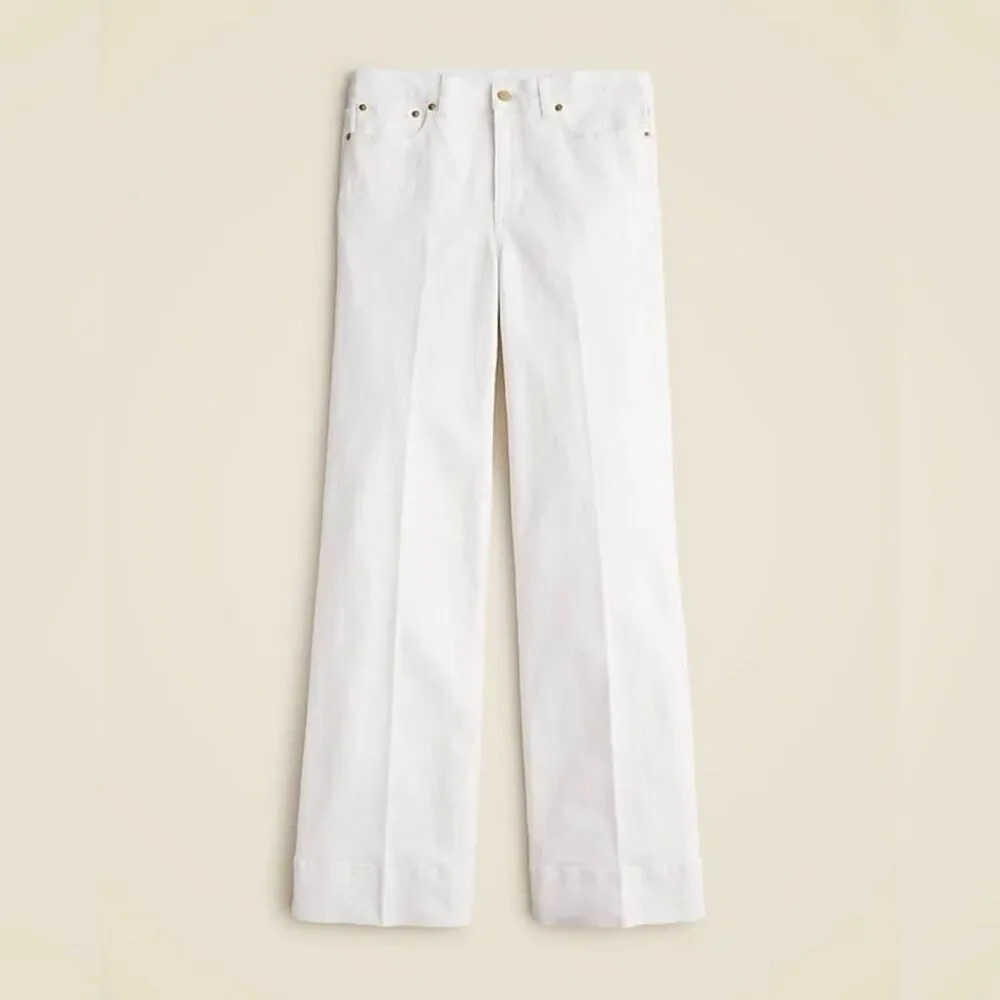 J. Crew High-rise denim trouser jean White Wide Leg Minimalist Size 33 NWT CH679
